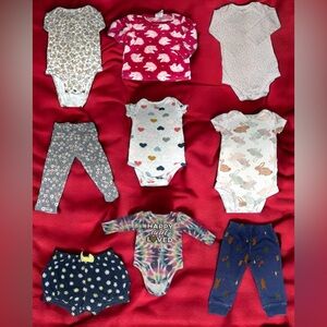 12M Mixed Baby Girls 9 Piece Clothing Lot